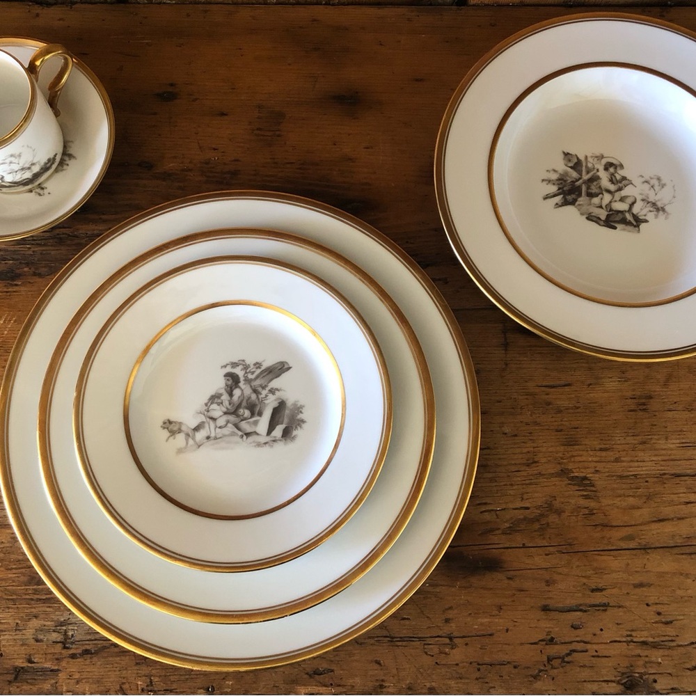 Very rare! Ancienne Manufacture Royal de Limoges “Pastorale” pattern. - Picture 8 of 10